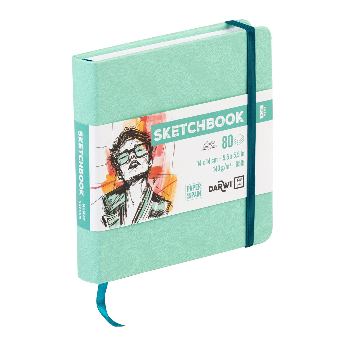 Μπλοκ σχεδίου DARWI Mint Green 14 x 14 cm, 140 g, 80 φύλλα