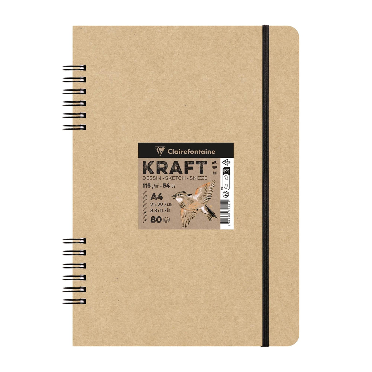 Μπλοκ σχεδίου Kraft CLAIREFONTAINE 115 g/m² A5 – A4 - 80 φύλλα