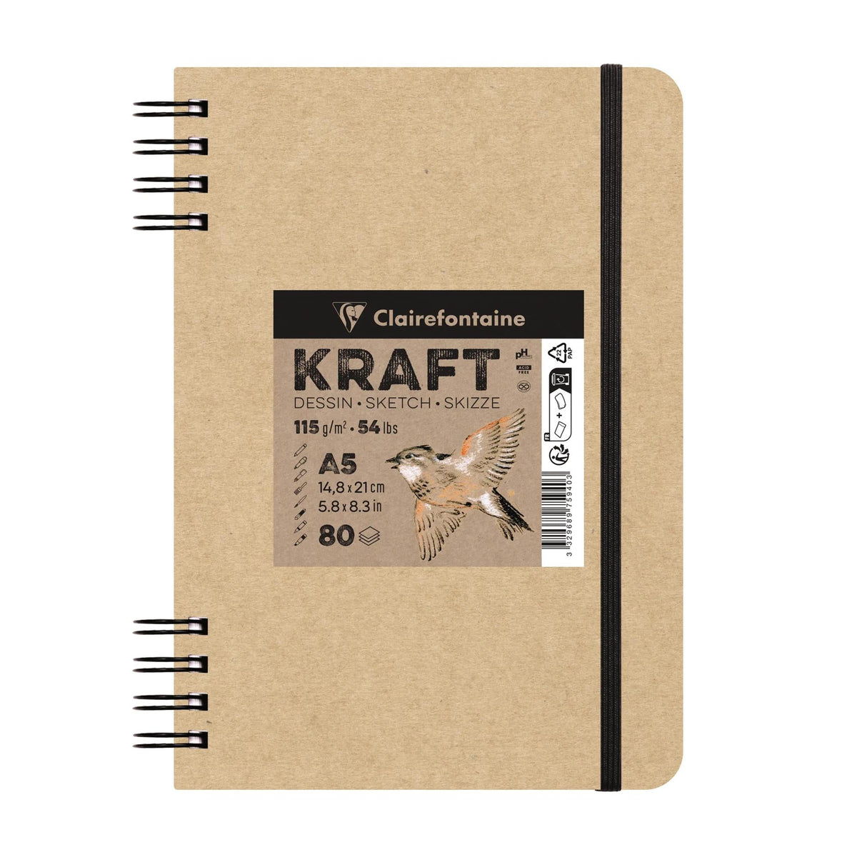 Μπλοκ σχεδίου Kraft CLAIREFONTAINE 115 g/m² A5 – A4 - 80 φύλλα
