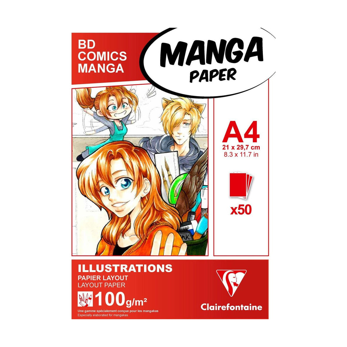 Μπλοκ σχεδίου Manga Layout CLAIREFONTAINE 100 g/m² A5 – A3 - 50 φύλλα
