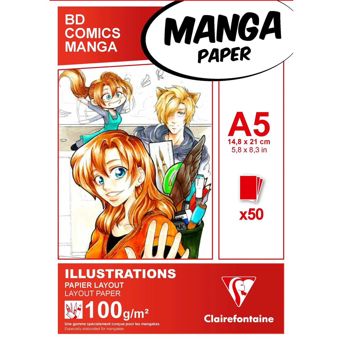 Μπλοκ σχεδίου Manga Layout CLAIREFONTAINE 100 g/m² A5 – A3 - 50 φύλλα