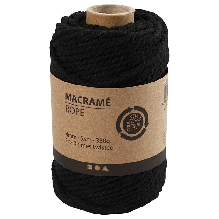 Νήμα macrame 4 mm x 55 m | επιλέξτε χρώμα - μαύρο