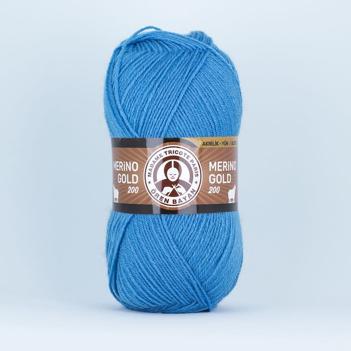 Νήματα πλεξίματος Madame Tricote Paris Merino Gold 200 - 100 g | διάφορα χρώματα - 015 μπλε