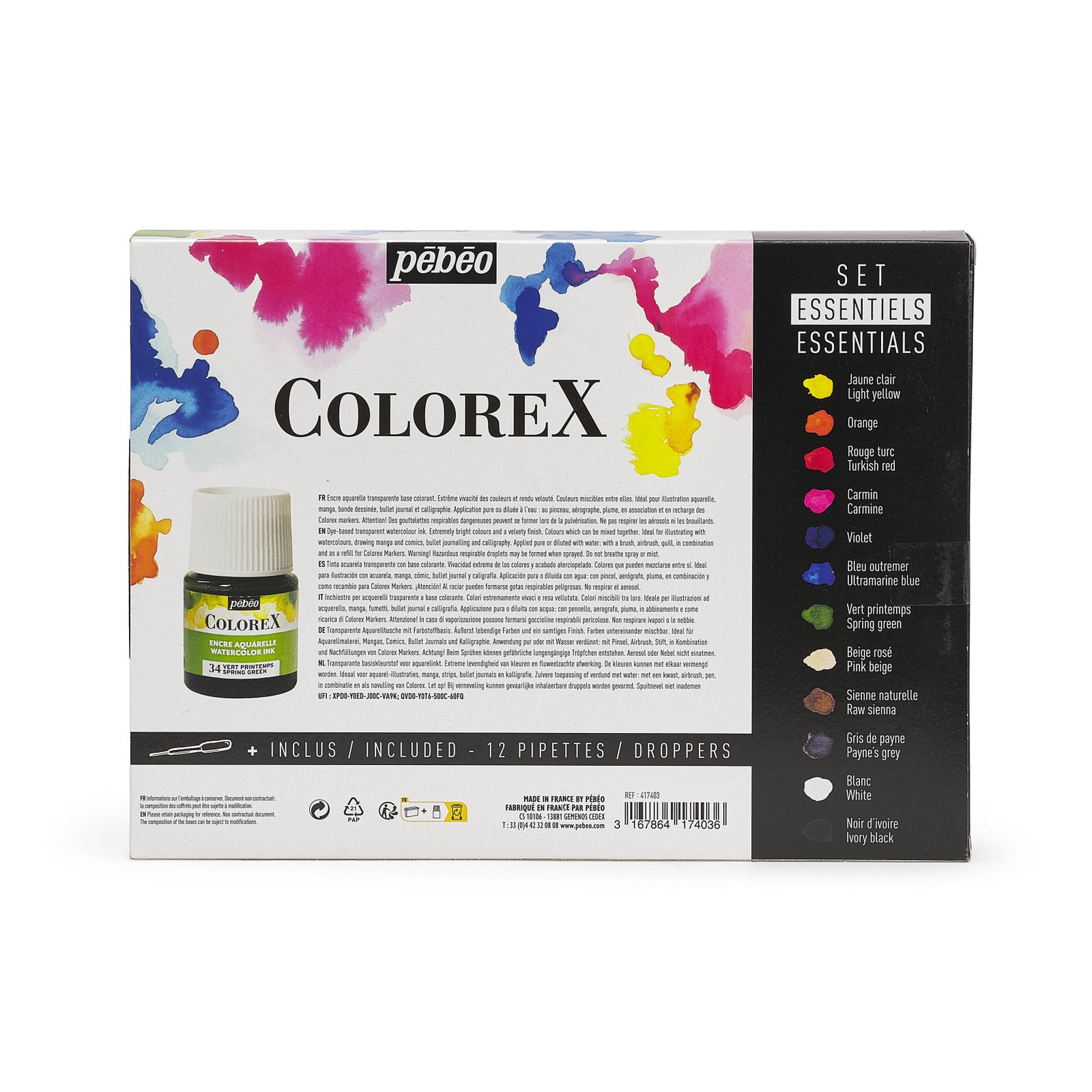 Pebeo Colorex σετ υγρών ακουαρέλας 12 x 20 ml