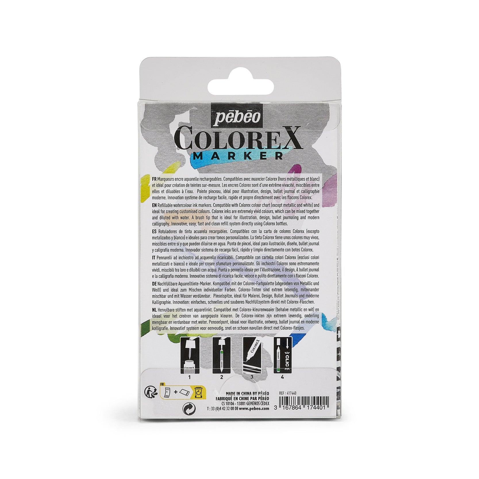 Pebeo Colorex σετ άδειων μαρκαδόρων που ξαναγεμίζουν 6 τμχ