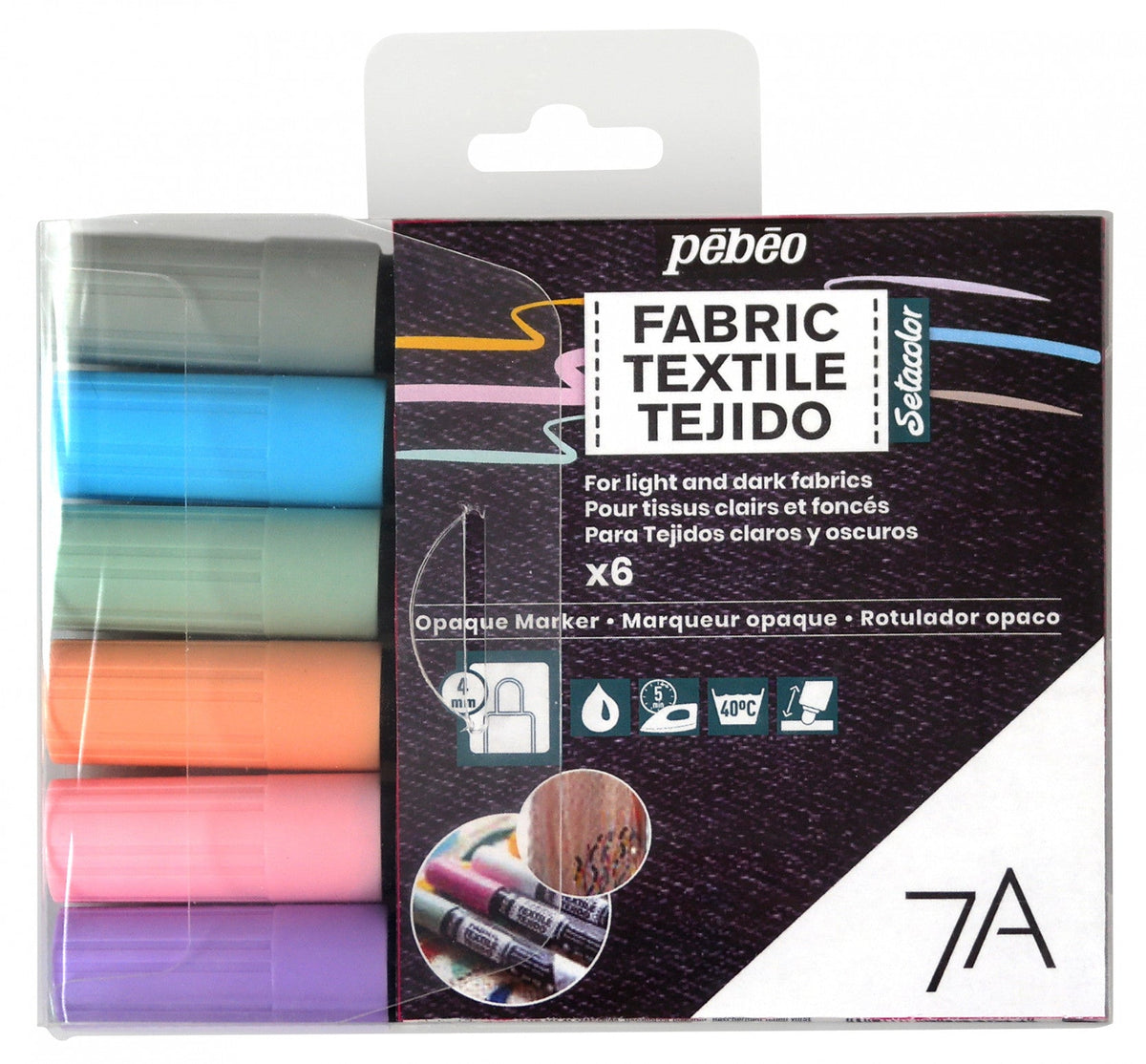 Pebeo σετ μαρκαδόροι υφάσματος Setacolor 6 τεμ. PASTEL