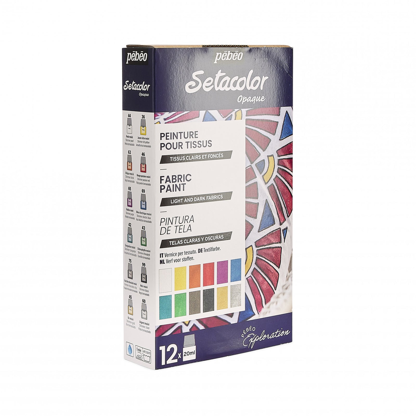 Pebeo Setacolor σετ καλυπτικά χρώματα υφάσματος 12 x 20 ml