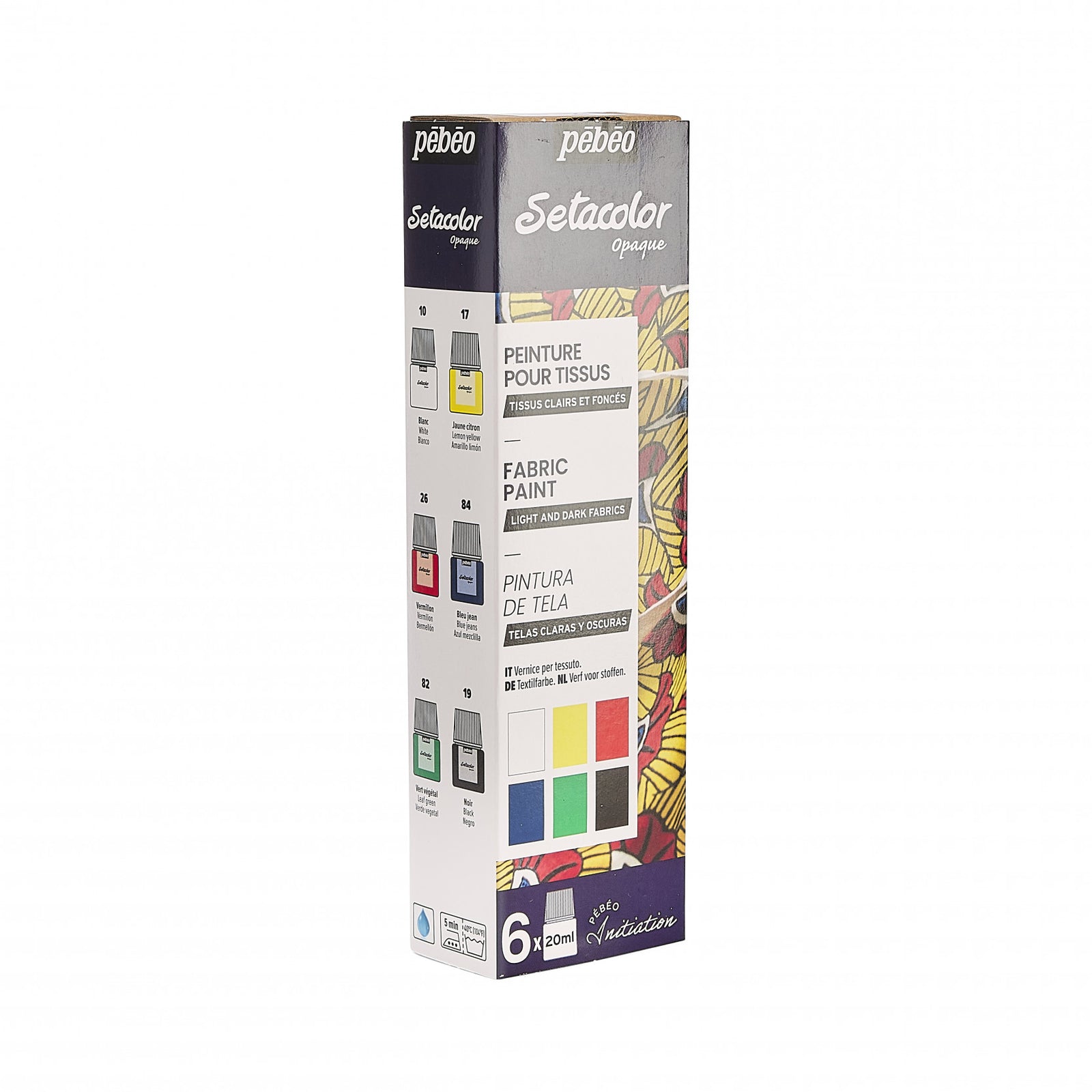 Pebeo Setacolor σετ καλυπτικά χρώματα υφάσματος 6 x 20 ml