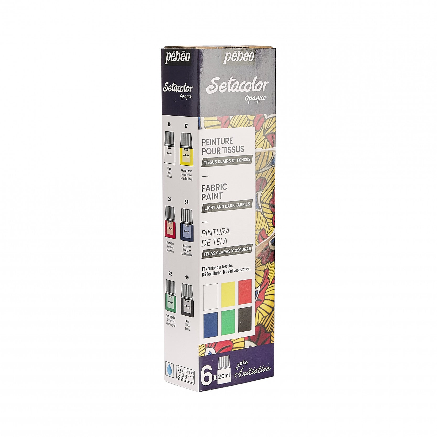 Pebeo Setacolor σετ καλυπτικά χρώματα υφάσματος 6 x 20 ml