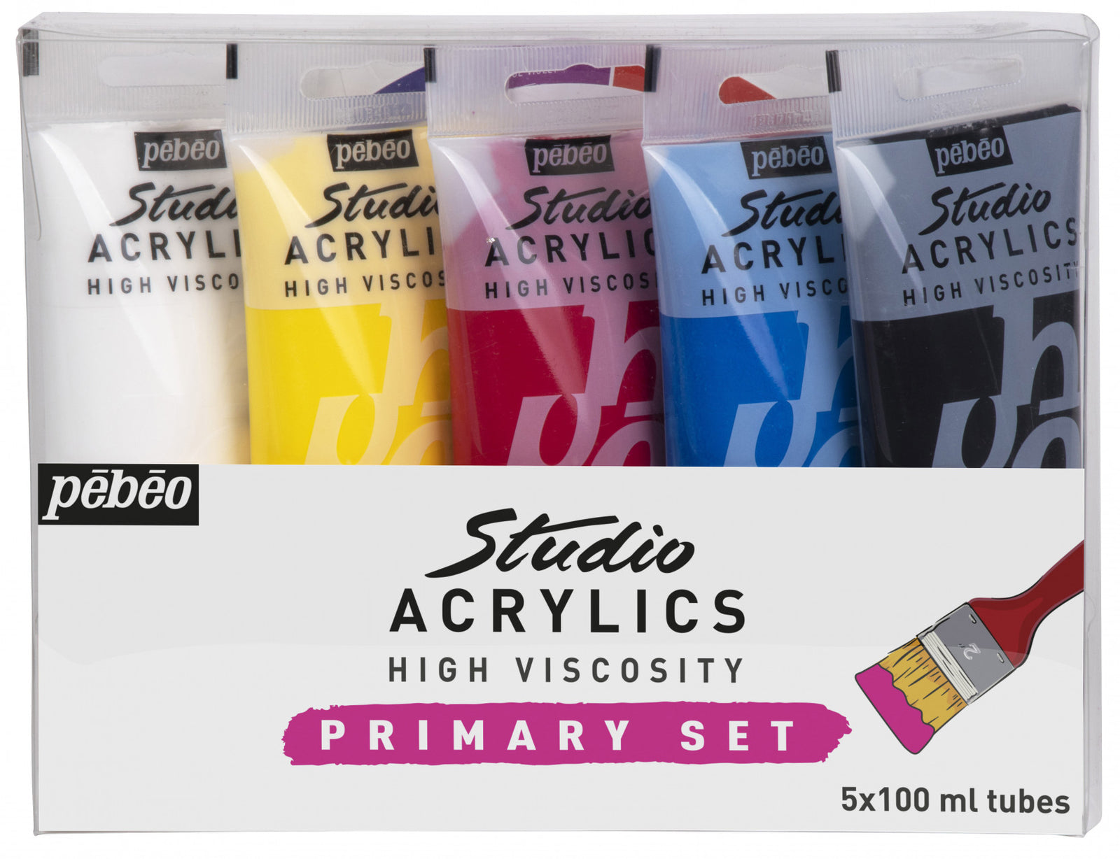 Pebeo Studio Acrylic σετ ακρυλικών χρωμάτων 5 x 100 ml