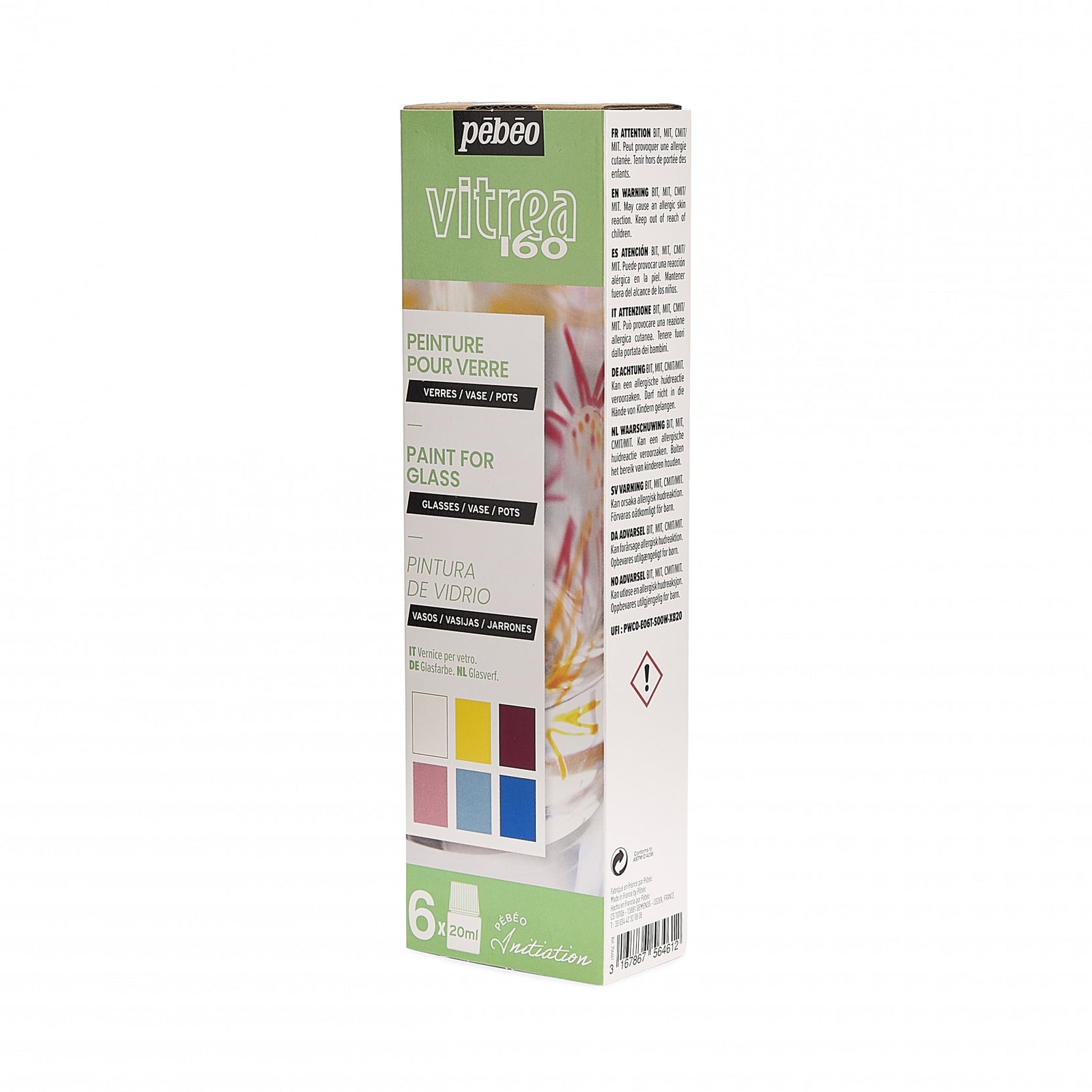 Pebeo Vitrea 160 σετ χρωμάτων για γυαλί 6 x 20 ml