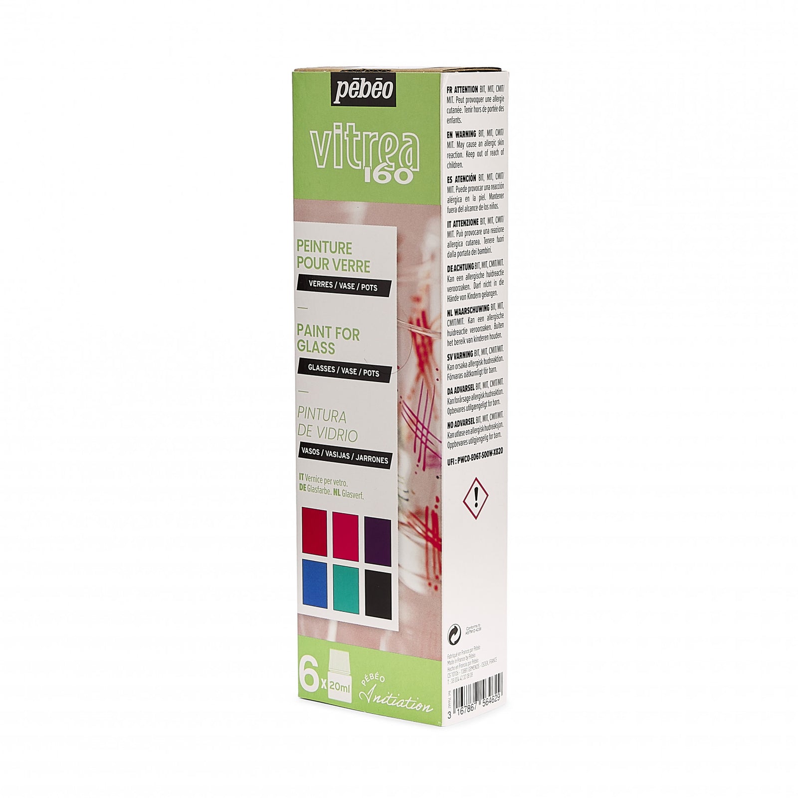 Pebeo Vitrea 160 σετ γυαλιστερών χρωμάτων για γυαλί 6 x 20 ml