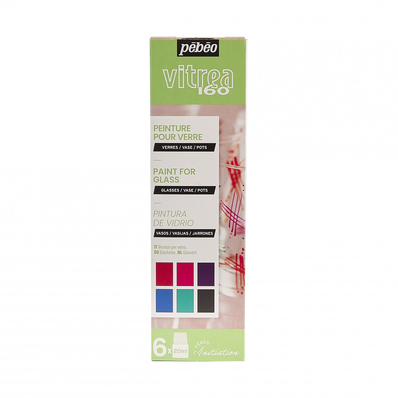 Pebeo Vitrea 160 σετ γυαλιστερών χρωμάτων για γυαλί 6 x 20 ml