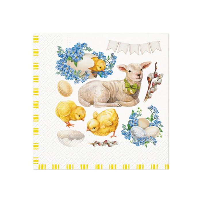 Πετσέτες ντεκουπάζ - Easter lamb frame - 1τμχ