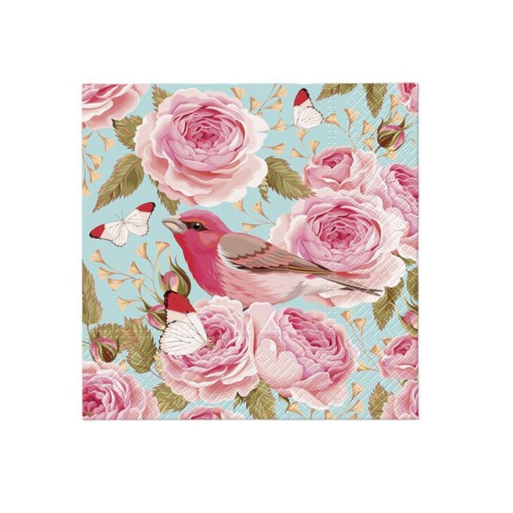 Πετσέτες ντεκουπάζ - English Roses Bird - 1τμχ