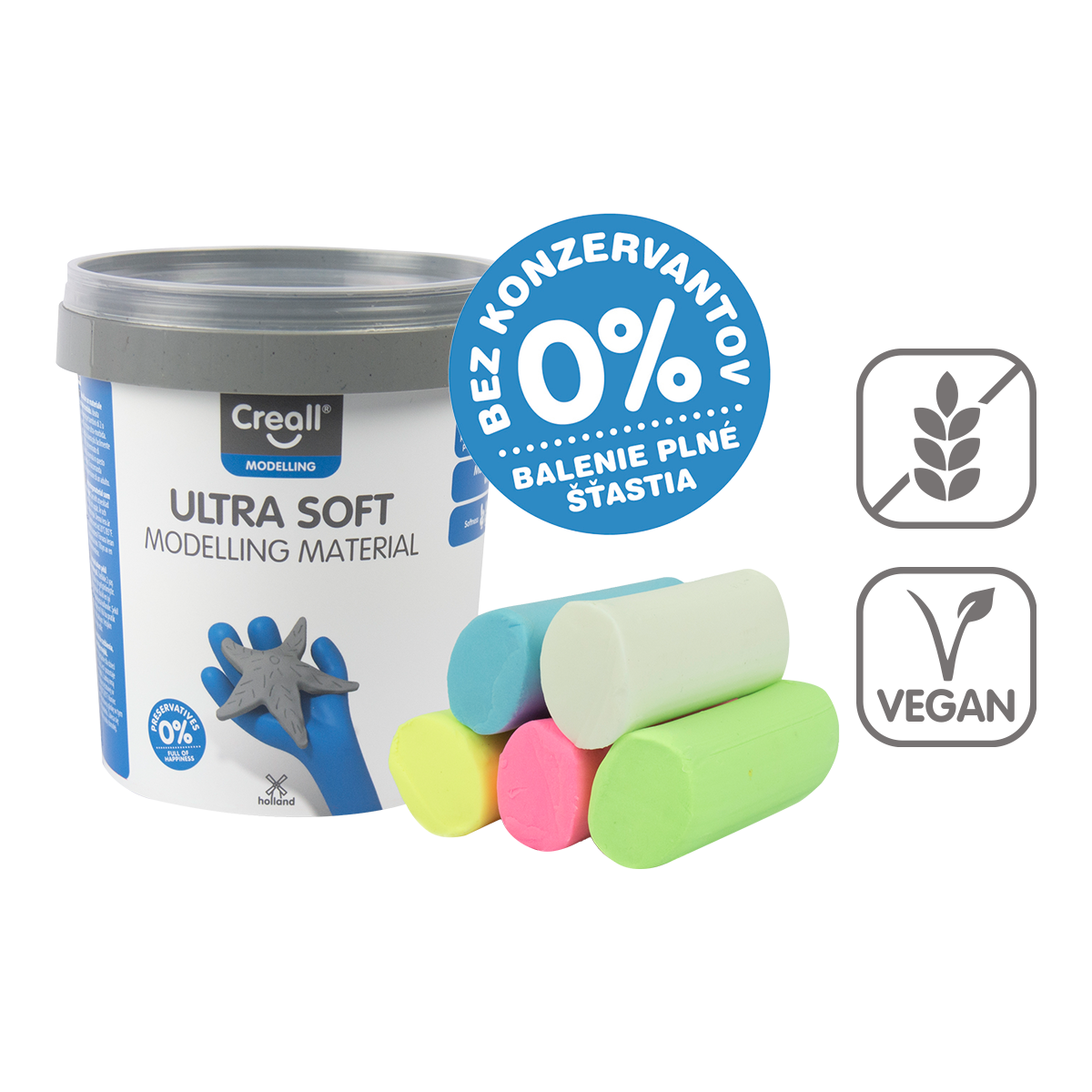 Πλαστελίνη Creall Ultra soft, 5 g, κυπελλάκι, διάφορα χρώματα – × 60 παστέλ