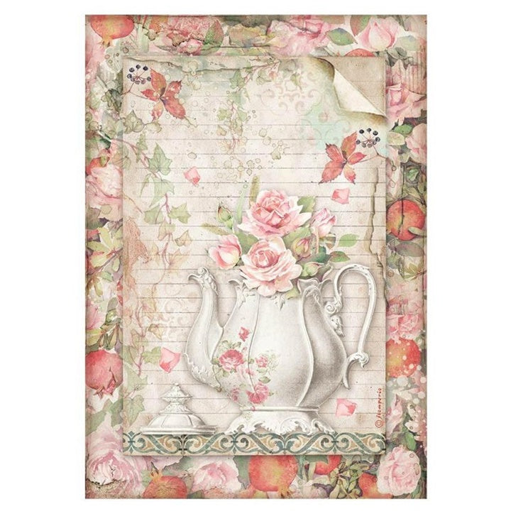 Ριζοχαρτο A4 teapot with flowers