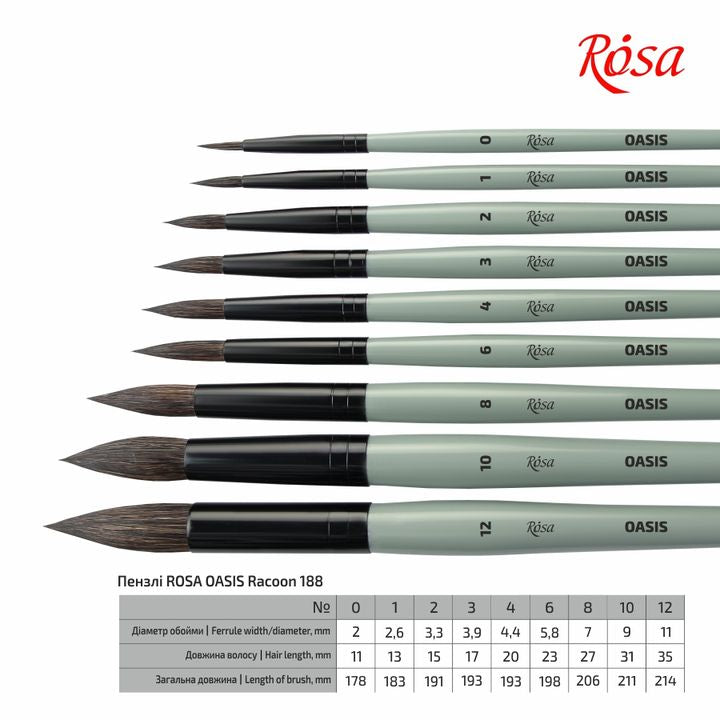 ROSA OASIS 188 Φυσική στρογγυλή βούρτσα | Διάφορα μεγέθη