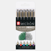 Sakura Pigma Micron 01 τεχνικοί μαρκαδόροι 0,25 mm σετ 6 χρωμάτων
