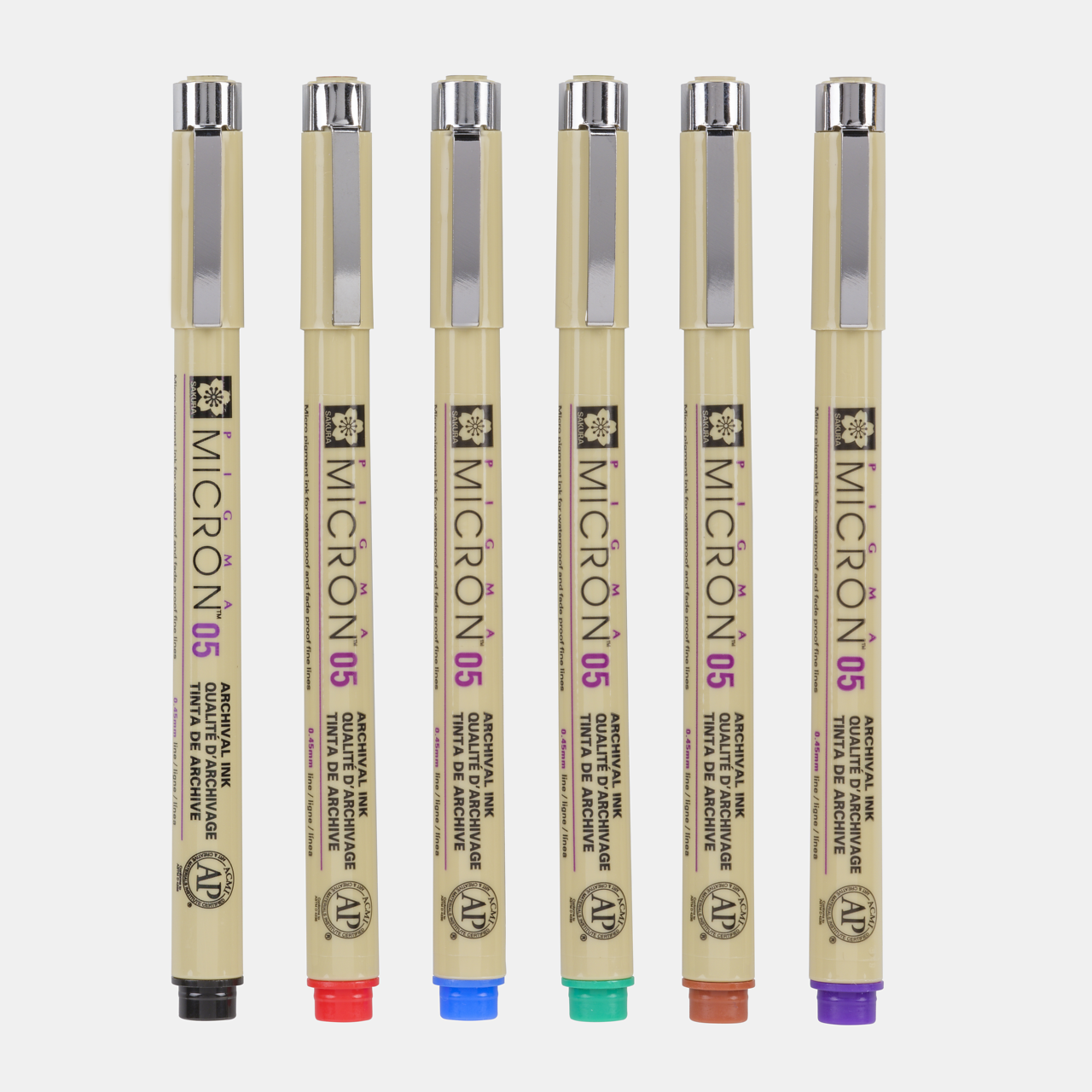 Sakura Pigma Micron 05 fineliner 0,45 mm – σετ 6 χρωμάτων