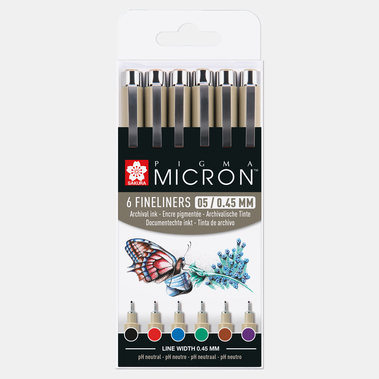 Sakura Pigma Micron 05 fineliner 0,45 mm – σετ 6 χρωμάτων