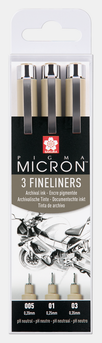 Sakura Pigma Micron σετ fineliner Design 3 τεμ. – 0,20 / 0,25 / 0,30 mm, μαύρο