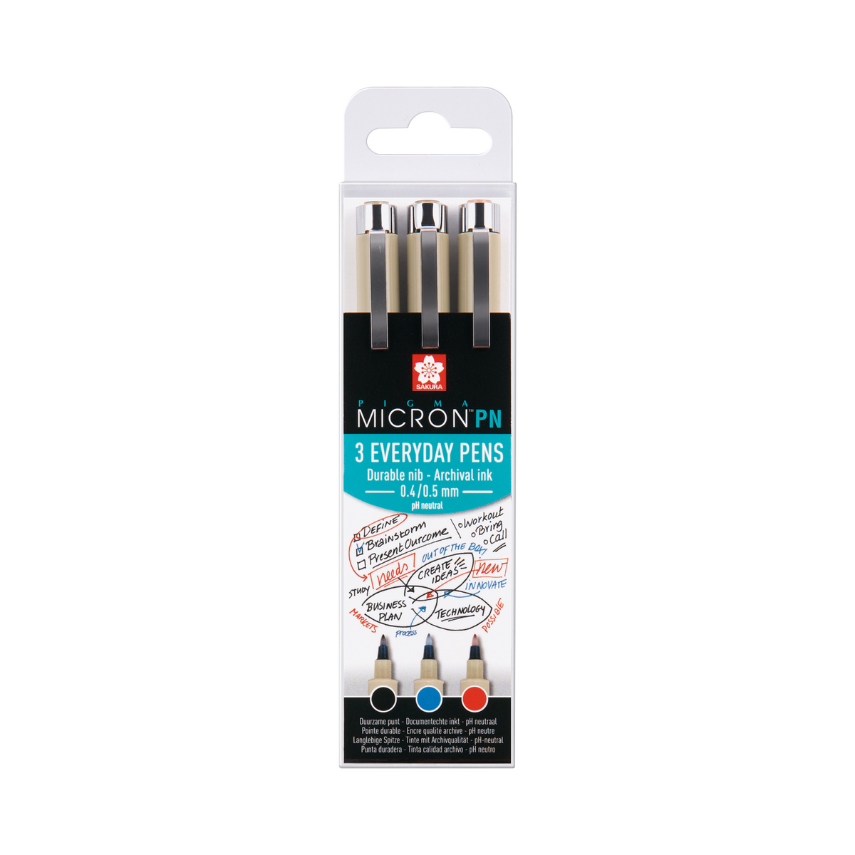 SAKURA Pigma Micron PN fineliner σετ 3 τεμ - Black, Blue, Red
