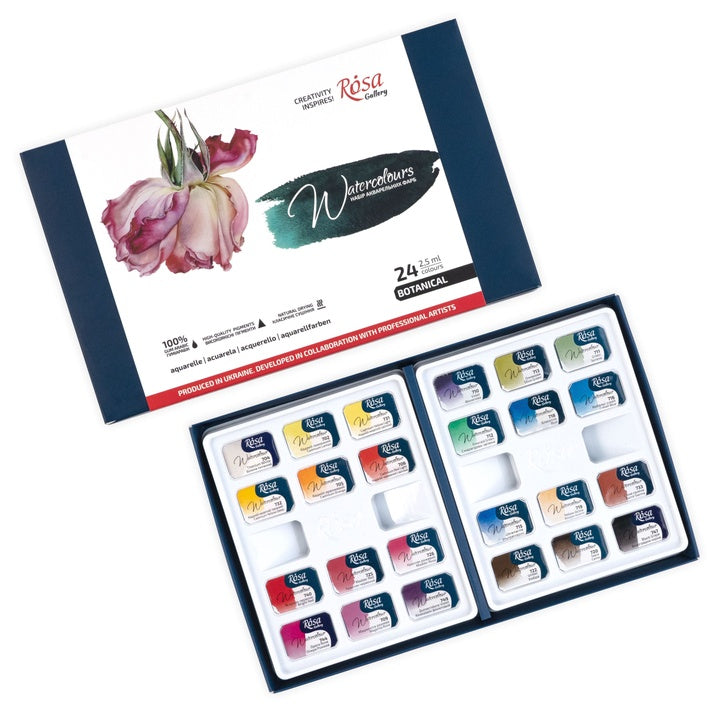 Σετ ακουαρέλας Botanical ROSA Gallery, ανοιχτή συσκευασία με 24 godets