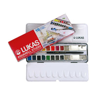 Σετ ακουαρέλας LUKAS Studio σε μεταλλική κασετίνα – 16 μισές παλέτες με πινέλο