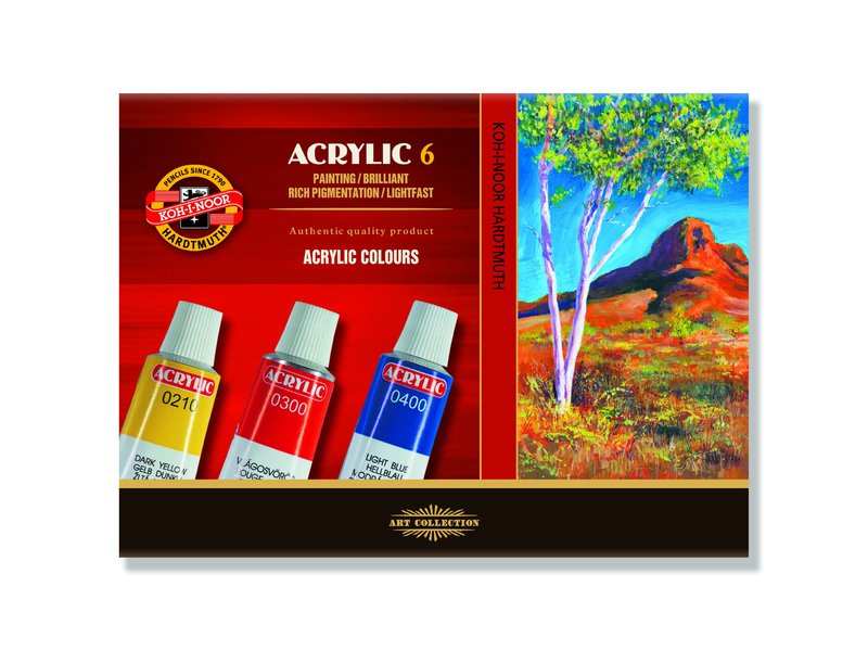 Σετ ακρυλικα χρώματα Koh-I-Noor - 6 x 16 ml