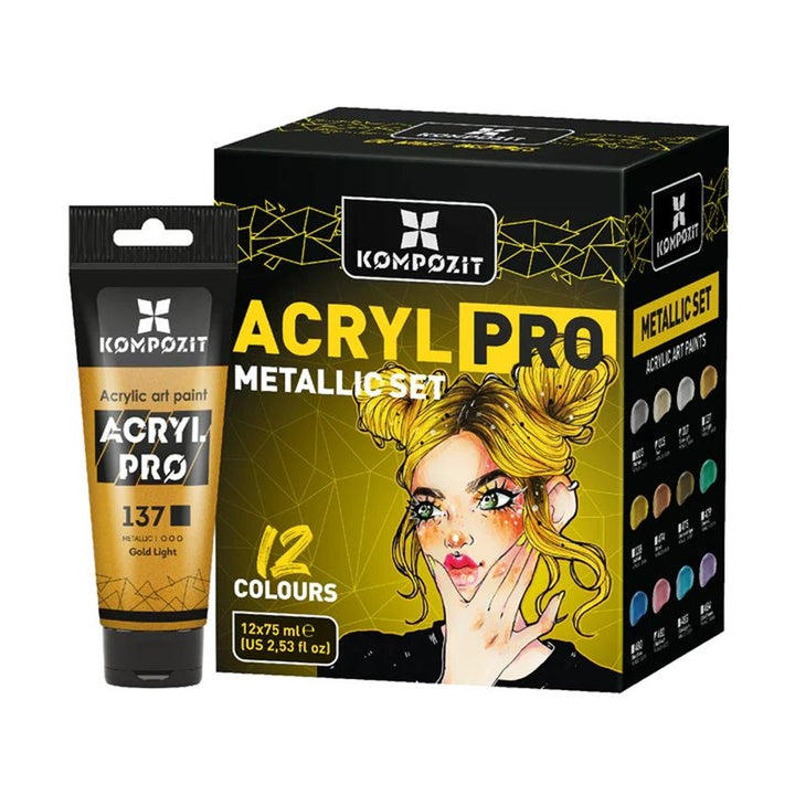Σετ ακρυλικών χρωμάτων ACRYL PRO METALLIC