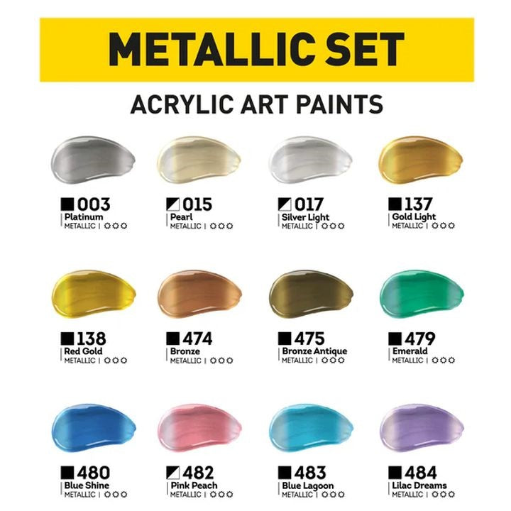 Σετ ακρυλικών χρωμάτων ACRYL PRO METALLIC