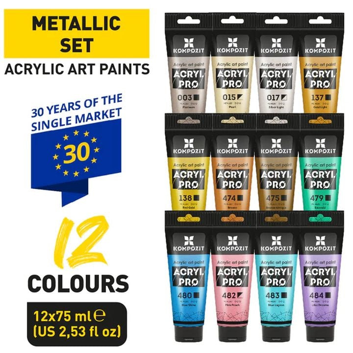 Σετ ακρυλικών χρωμάτων ACRYL PRO METALLIC
