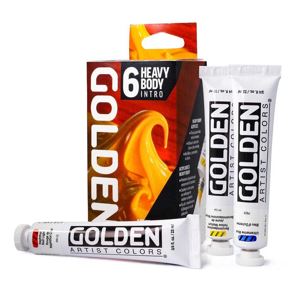 Σετ ακρυλικών χρωμάτων GOLDEN Heavy Body Intro 6 x 22 ml