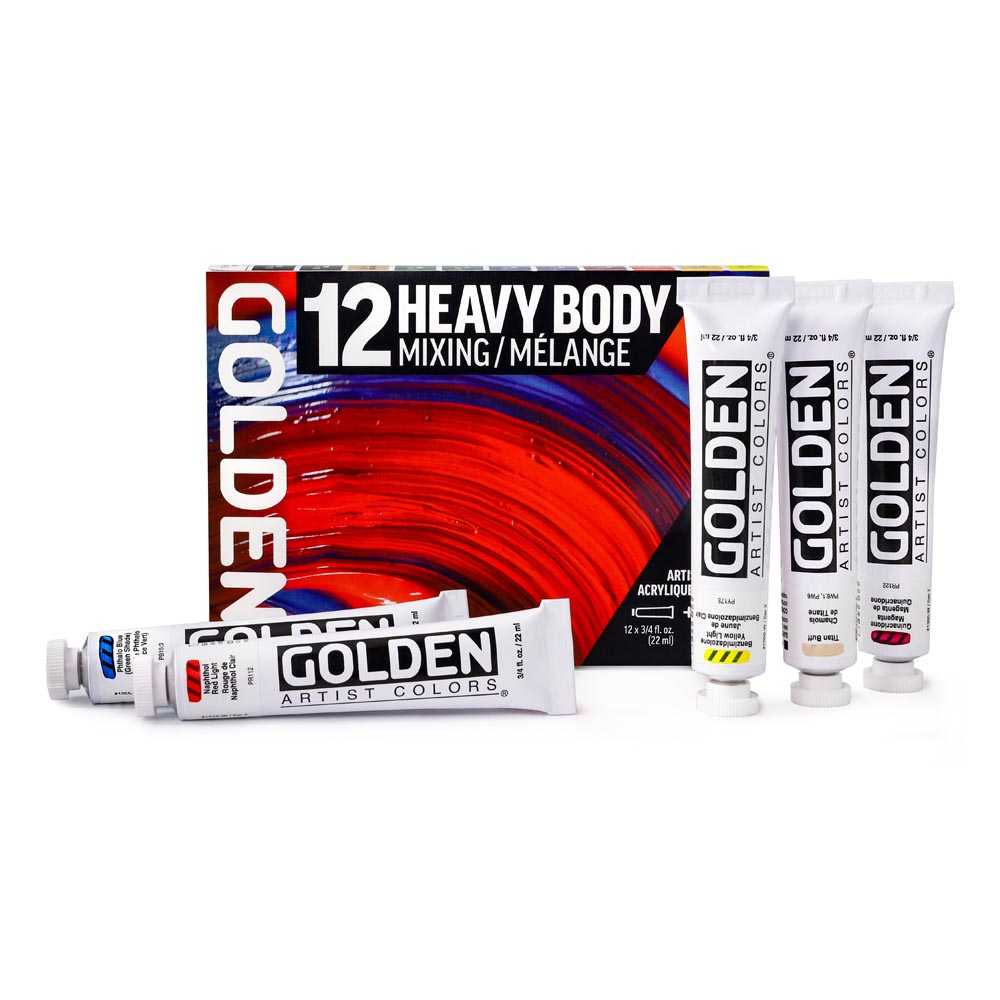 Σετ ακρυλικών χρωμάτων GOLDEN Heavy Body Mixing 12 x 22 ml