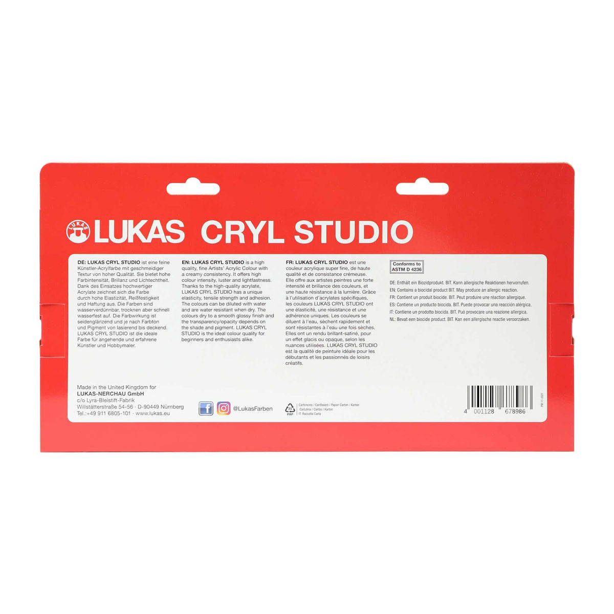 Σετ ακρυλικών χρωμάτων LUKAS Cryl Studio 9 x 100 ml