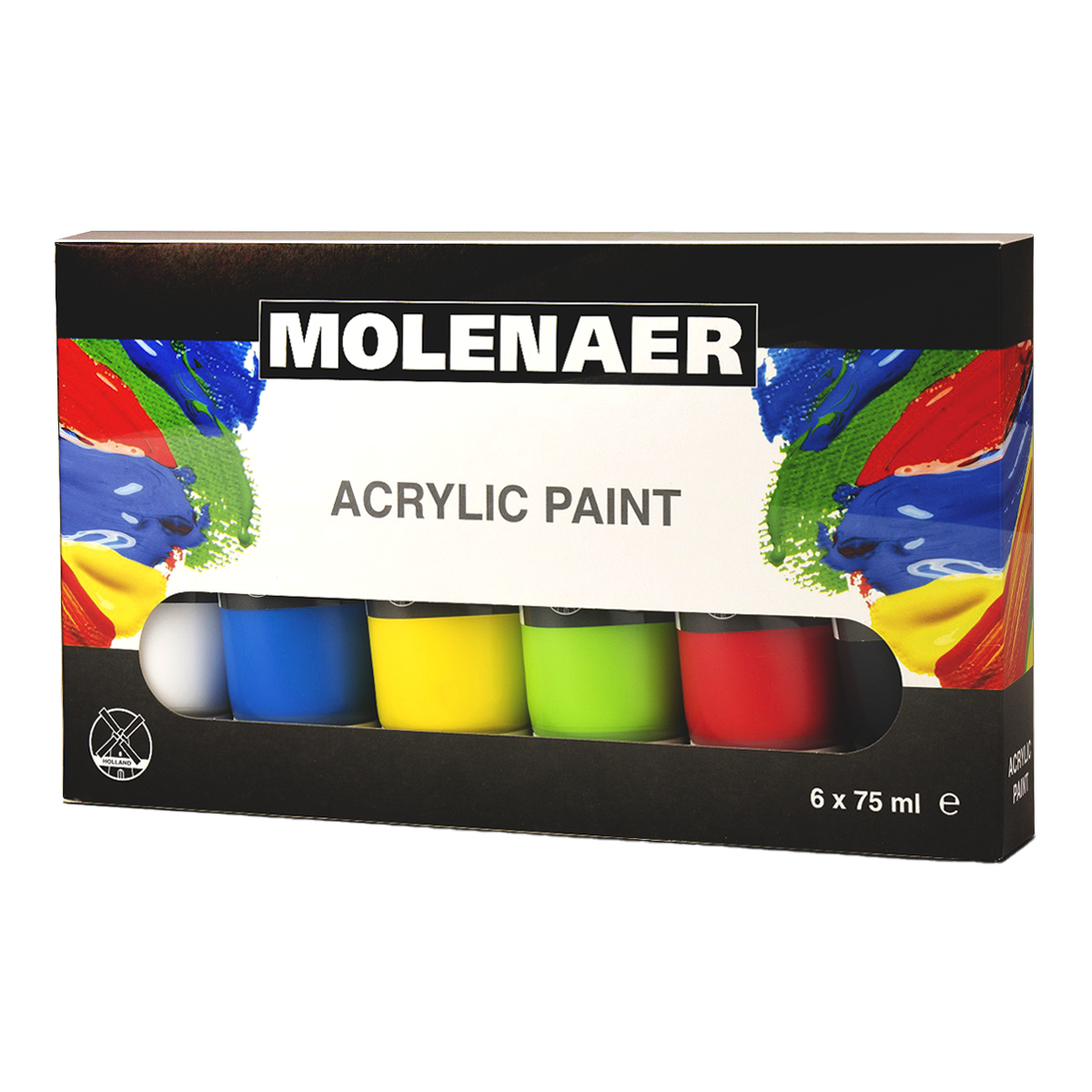 Σετ ακρυλικών χρωμάτων Molenaer 6 x 75 ml - διάφορα χρώματα