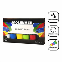 Σετ ακρυλικών χρωμάτων Molenaer 6 x 75 ml - διάφορα χρώματα
