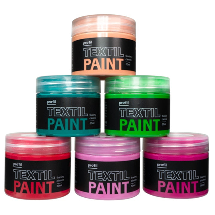 Σετ χρωμάτων για σκούρα υφάσματα Profil - Wild Rose 6 x 50 ml