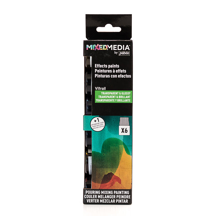 Σετ χρωμάτων Mixed Media Pebeo - Vitrail 6 x 20 ml