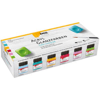 Σετ γυαλιστερών ακρυλικών χρωμάτων KREUL 6 x 20 ml + πινέλο