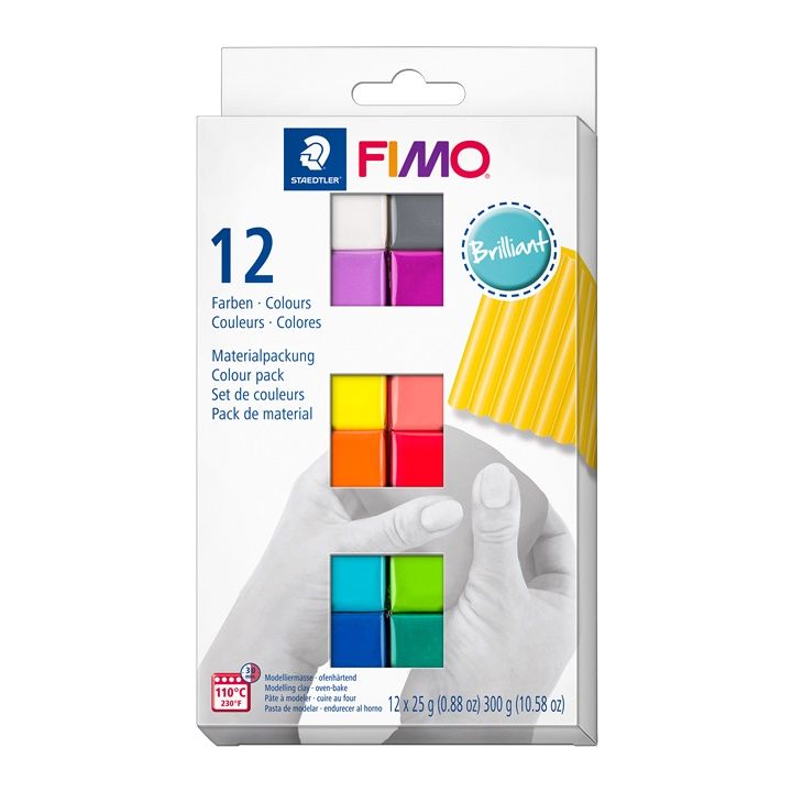 Σετ μαλακού πολυμερούς πηλού FIMO, λαμπερά χρώματα 12x25g