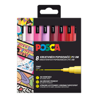 Σετ μαρκαδόροι Posca PC-3M LOVE, 0,9 - 1,3 mm - μιξ ζεστών αποχρώσεων (8 τμχ)