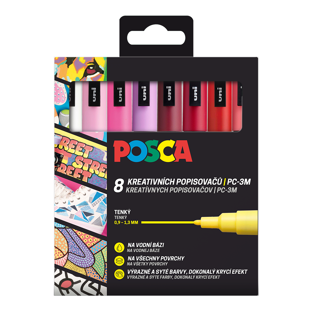 Σετ μαρκαδόροι Posca PC-3M LOVE, 0,9 - 1,3 mm - μιξ ζεστών αποχρώσεων (8 τμχ)