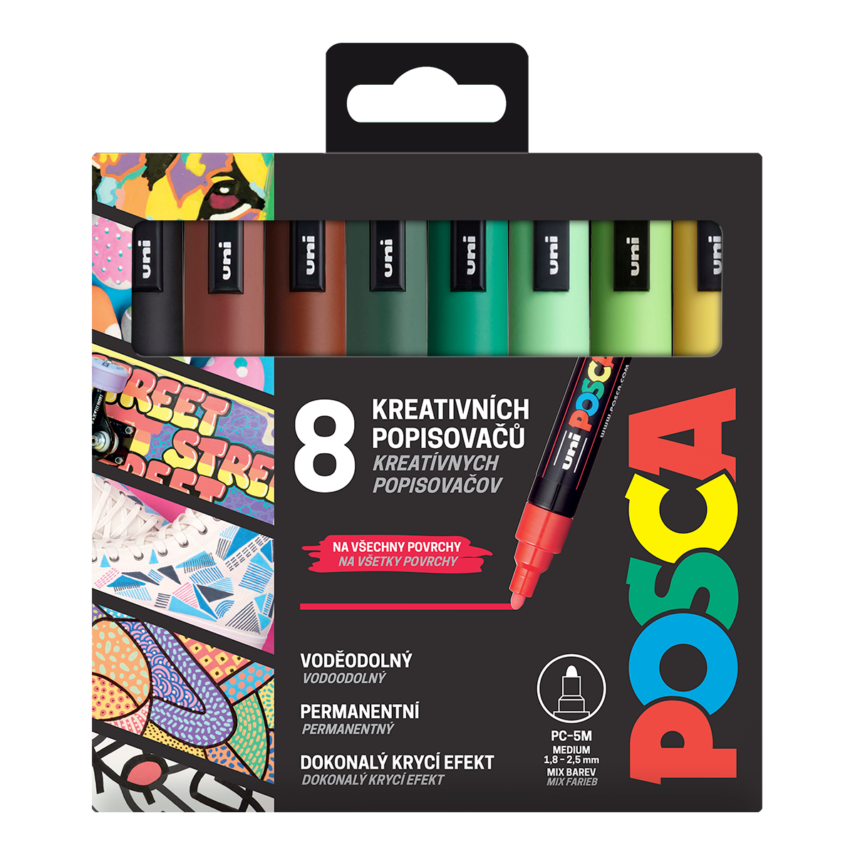 Σετ μαρκαδόροι Posca PC-5M EARTH, 1,8 – 2,5 mm – 8 τεμ.