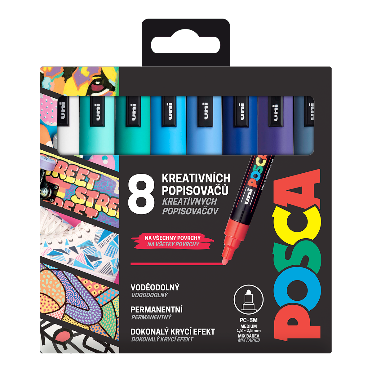 Σετ μαρκαδόροι Posca PC-5M OCEAN, 1,8 – 2,5 mm – 8 τμχ