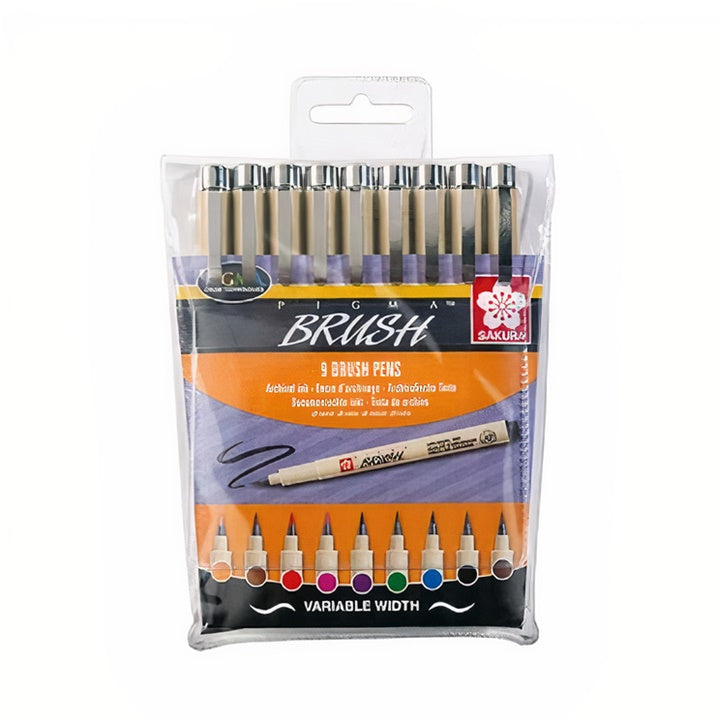Σετ μαρκαδοροι SAKURA Pigma Brush - 9 τεμαχια