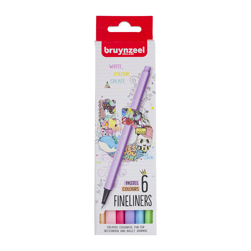 Σετ μαρκαδόρων Bruynzeel Fineliner παστέλ – 6 τεμ. / 0,4 mm