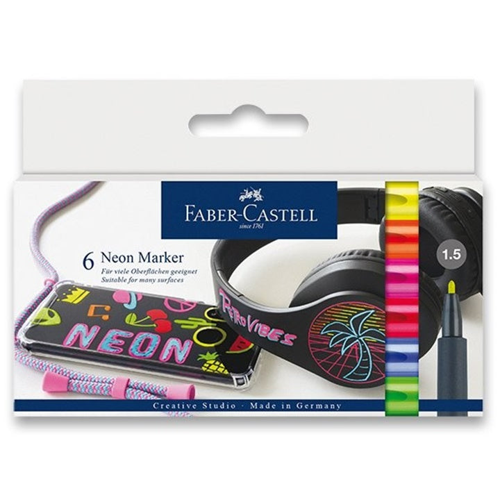 Σετ μαρκαδόρων νέον Faber Castell 6 τμχ