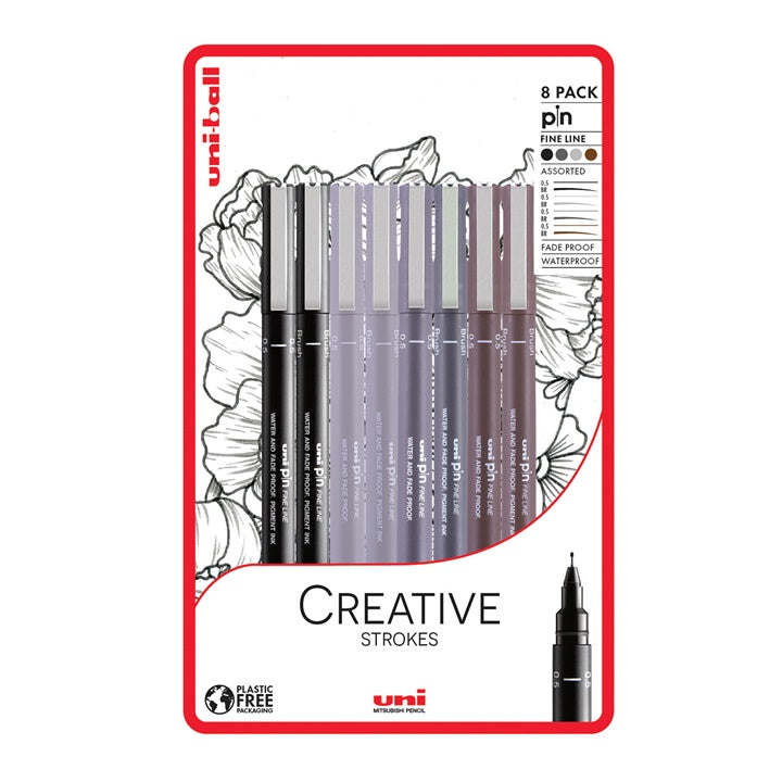 Σετ μαρκαδόρων UNI PIN fineliner Creative Strokes 8 τεμ.
